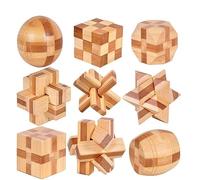 YGZN 9 Pièces 3D Puzzle Casse-tête en Bois - Classique KongMing Luban Lock Jeu Jigsaw Jouet éducatif Cadeau-Jouets pour des Enfants et des Adolescents (Wooden Puzzles 9Set)