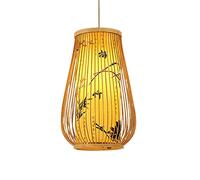 YGZPALH Abat-jour À Motifs Exquis, Lustre Élégant En Bambou À Une Lumière, Style Panier En Osier Chinois, Suspension Unique En Bambou De 19,8 Cm (7,8 Pouces), Luminaire Naturel Pour Salle À Manger