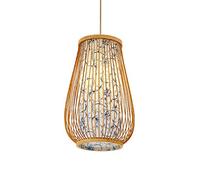 YGZPALH Abat-jour À Motifs Exquis, Lustre Élégant En Bambou À Une Lumière, Style Panier En Osier Chinois, Suspension Unique En Bambou De 19,8 Cm (7,8 Pouces), Luminaire Naturel Pour Salle À Manger