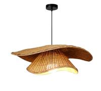 YGZPALH Grand Luminaire Suspendu De Style Asie Du Sud-Est, Double Couche, Style Rétro, En Bambou Tressé, Abat-jour En Osier Tressé À La Main, Pour Chambre, Salon, Salle À Manger, Bureau, 1 Lumière