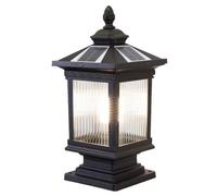 YGZPALH Lampadaire D'extérieur Câblé, 37,8 Cm, Marron, Avec Verre Rayé, Étanche IP54, AC100-240 V, Lampe Colonne LED Moderne, Éclairage Solaire 3000 K, Pour Terrasse Et Jardin