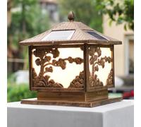 YGZPALH Lampadaire Solaire LED, Éclairage D'extérieur Chinois 45 Cm, Éclairage Carré Étanche Pour L'aube Et Le Crépuscule, Éclairage LED Blanc Chaud 3 000 K Pour Terrasse, Jardin, Clôture Extérieure