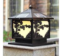 YGZPALH Lampadaire Solaire LED, Éclairage D'extérieur Chinois 45 Cm, Éclairage Carré Étanche Pour L'aube Et Le Crépuscule, Éclairage LED Blanc Chaud 3 000 K Pour Terrasse, Jardin, Clôture Extérieure