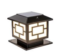 YGZPALH Lampe Solaire Carrée Pour Poteau De Clôture, Éclairage LED Industriel, Borne Lumineuse Solaire Antirouille En Bronze, Luminaire Paysager Européen Pour Terrasse, Jardin, Allée Ou Cour.