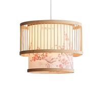 YGZPALH Lampes Suspendues en Bambou De Style Chinois, Abat-Jour Creux Lustre Cage en Bambou À 1 Lumière avec Faux Parchemin Base E27 - Plafonnier Créatif en Osier pour Restaurant