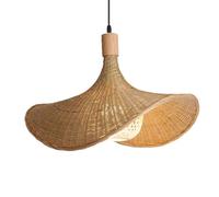 YGZPALH Lustre En Osier De 50 Cm (19,7 Po), Style Japonais, Chapeau En Bambou, Suspension À Une Lumière Réglable, Lanterne En Rotin De Bambou Pour Salle À Manger, Chambre, Café, Couloir
