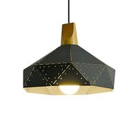 YGZPALH Suspension Noire Style Mid-Century, Abat-jour En Chêne Et Métal, Lampe Minimaliste Table Noire De 32 Cm (12,6 Pouces) Idéale Pour Salle À Manger, Entrée, Couloir, Hall D'entrée Ou Chambre.