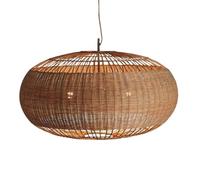 YGZPALH Suspension Panier en Rotin - Abat-Jour Créatif De Forme Ovale en Osier Bohème DIY - Lustre De Plafond - Base E27 - Lampe À Suspension Creuse en Cage en Rotin pour Salle À Manger, Cuisine