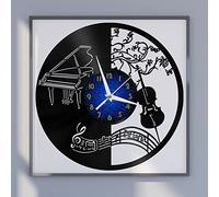 YH Horloge Murale en Vinyle avec Violon et Piano, Horloge Murale en Vinyle silencieuse et sans tic-tac (12inBSans lumière LED)