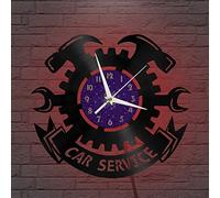 YH Horloge Murale en Vinyle de Service de Voiture, Horloge Murale en Vinyle silencieuse et sans tic-tac(P,sans lumière LED)