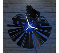 YH Horloge Murale en Vinyle DJ Tuning, Horloge Murale en Vinyle silencieuse et sans tic-tac (12inBAvec lumière LED)