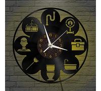 YH Outils de Salle de Bain Horloge Murale en Vinyle, Horloge Murale en Vinyle silencieuse et sans tic-tac(C,sans lumière LED)