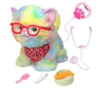 YH YUHUNG Chat en Peluche télécommandé Qui Marche, miaule & remue la Queue, capteurs Tactile/Voix, Set de Jeu vétérinaire, 3×AAA Non incluses, 3+