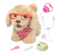 YH YUHUNG Chien Interactif Qui Marche et Aboie, Peluche avec Kit Vétérinaire & Laisse, Golden Retriever Électronique, Jouet Robot Chien Éducatif, Cadeau pour Enfants Fille Garçon 3-7 Ans (Beige)