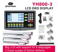 YH800-3 ensemble 19 langues 3 axes LCD DRO affichage et 3 pièces 5U encodeur d'échelle de verre linéaire 50-800mm alésage Machines fraisage 0.001mm complete kit