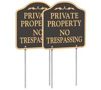 YHAIATTA Lot de 2 grands Panneaux Interdits No Trespassing Private Property en métal et aluminium avec piquets en métal pour une installation facile, 30,5 x 30,5 cm