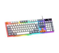 YHAILI Clavier de jeu rétroéclairé à 104 touches, câble USB ergonomique pour clavier de connexion filaire PC