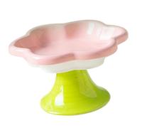YHAILI Gamelle en céramique en forme de fleur pour chats - Antidérapante - Support surélevé - Protection du cou