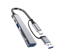 YHAILI Hub USB C + USB 5 ports répartiteur USB multiport câble de données étendu, adaptateur de carte mémoire pour PC, claviers, ordinateurs portables, souris