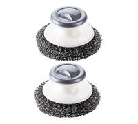 YHAILI Lot de 2 brosses à récurer en acier inoxydable avec poignée pour cuisine et salle de bain, casseroles, poêles à récurer