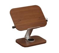 YHAILI Support de lecture en bois et alliage d'aluminium pour ordinateur portable, rotatif à 360 degrés, support de livre pliable pour la maison, le bureau, les voyages