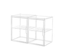 YHANEC Lot de 2 boîtes de rangement en acrylique transparent XXL empilables pour sac à main, chaussures, figurines de collection, vitrine avec porte magnétique, étanche à la poussière et à l'eau