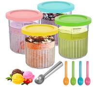 YHANEC - Récipient à crème glacée Ninja Creami Deluxe, NC501 NC500 série 680 ml, lot de 4 accessoires de sorbetière Ninja, passe au lave-vaisselle, parfait pour les amateurs de crème glacée