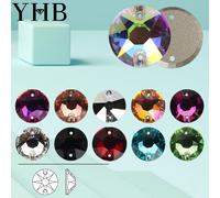 YHB Top qualité XIRIUS verre cristal AB clair de lune pierres à coudre Flatback coudre sur strass pour vêtements sacs 221SILtSmokedTopazSI