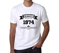 YHBBKNBCFGD Men's Graphic T-Shirt Lily Flower, Olive Branch, Vintage Since 1974 50th Birthday Anniversary 50 Year Old Gift(Large)