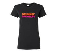 YHBCVSS Drunkin' Grownups Grown UPS Donuts Dunkin' Parody Humor Drinking White Black T-T-Shirts à Manches Courtes(XX-Large)