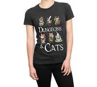 YHBCVSS Dungeons and Cats Ladies White Yellow Black Red Mens Women T T-Shirts à Manches Courtes 100% Cotton Funny DND RPG Dragons Meow Cute Present Gift(Small)