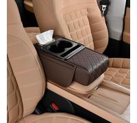 YHBIBI Tapis D'accoudoir Voiture pour Ford Puma 2019-2024, Tapis Rehaussement Boîte D'accoudoir avec Rangement Porte-gobelet, Accessoires Intérieurs,B-Brown