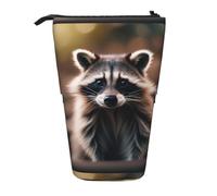 YHBLYKXP Adorable trousse à crayons rétractable verticale avec motif raton laveur (1) sac de rangement, convient pour le bureau et le transport quotidien