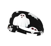 YHBLYKXP Bandeaux drôles imprimés fantômes blancs, bandeaux de fitness, accessoires de cheveux de mode, élastiques de sport, noir