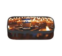 YHBLYKXP Boîte de bureau de grande capacité imprimée drapeau israélien, organisateur de papeterie, trousse de maquillage de bureau