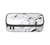YHBLYKXP Boîte de bureau de grande capacité imprimée grue japonaise, organisateur de papeterie, trousse de maquillage de bureau, Noir , Taille unique, Motif floral