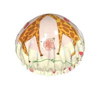YHBLYKXP Bonnet de douche réglable double couche avec imprimé girafe, cœur, fleur, papillon