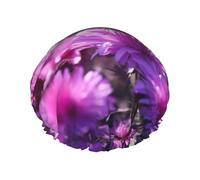 YHBLYKXP Bonnet de douche réglable double couche avec imprimé papillon violet et fleur pour femme