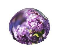 YHBLYKXP Bonnet de douche réglable double couche avec imprimé papillon violet et fleur pour femme