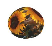 YHBLYKXP Bonnet de douche réglable double couche avec motif tournesol et papillon ensoleillé - Bonnet de douche réutilisable pour femme