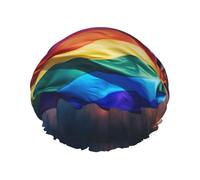 YHBLYKXP Bonnet de douche réglable double couche imprimé drapeau fierté, bonnet de douche réutilisable pour femme spa salon