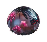 YHBLYKXP Bonnet de douche réglable double couche imprimé floral papillon bonnet de douche réutilisable pour femme spa salon de douche