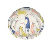 YHBLYKXP Bonnet de douche réglable double couche imprimé girafe mignon bonnet de douche réutilisable pour femme spa salon de douche