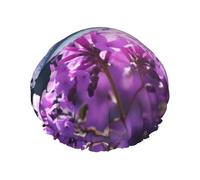 YHBLYKXP Bonnet de douche réglable double couche imprimé papillon violet bonnet de douche réutilisable pour femme spa salon