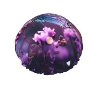 YHBLYKXP Bonnet de douche réglable double couche imprimé papillon violet bonnet de douche réutilisable pour femme spa salon