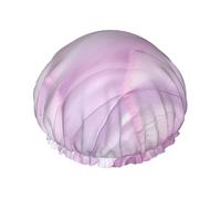 YHBLYKXP Bonnet de douche réglable double couche violet imprimé papillon mignon bonnet de douche réutilisable pour femme spa salon de douche