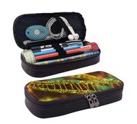 YHBLYKXP DNA Chain Photo Print Leather Flap Cosmetic Bag Toiletry Organizer Zipper Coin Purse Cosmetic Case, Black, One Size, Noir , Taille unique