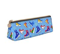 YHBLYKXP Hockey Elements Creative Motif Triangle Sac de rangement de papeterie en cuir Sac de rangement portable pour petits articles de rangement quotidiens