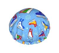 YHBLYKXP Hockey Elements Creative Pattern Print Bonnet de douche réglable double couche réutilisable pour femme spa salon de douche