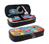 YHBLYKXP Hot Air Colorful Balloons Print Leather Flap Cosmetic Bag Bag Toiletry Organizer Zipper Coin Purse Cosmetic Case, Black, One Size, Noir , Taille unique